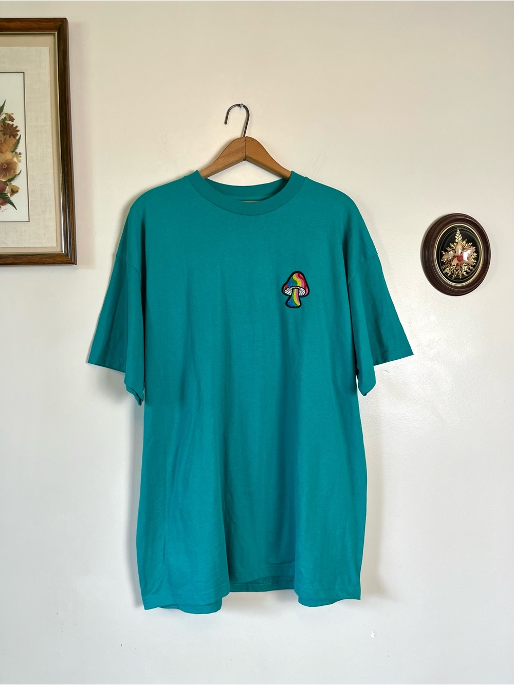 Vintage Teal Psychedelic Mushroom Tee